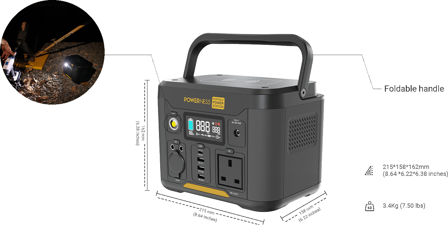 Product features: the dimension and size of Powerness Hiker U300 Portable Power Station