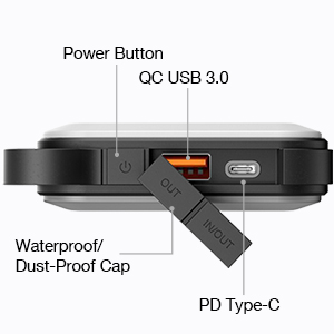 Powerness HikerU36 10050mAh Power Bank with integrated lantern.